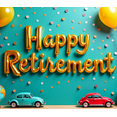 thumbnail image 4 of Teal Backdrop Banner with Orange Balloons and Golden Scrolls Happy Retirement Decoration Party Supplies Photography Props Retirement Event Decor Background, 4 of 8