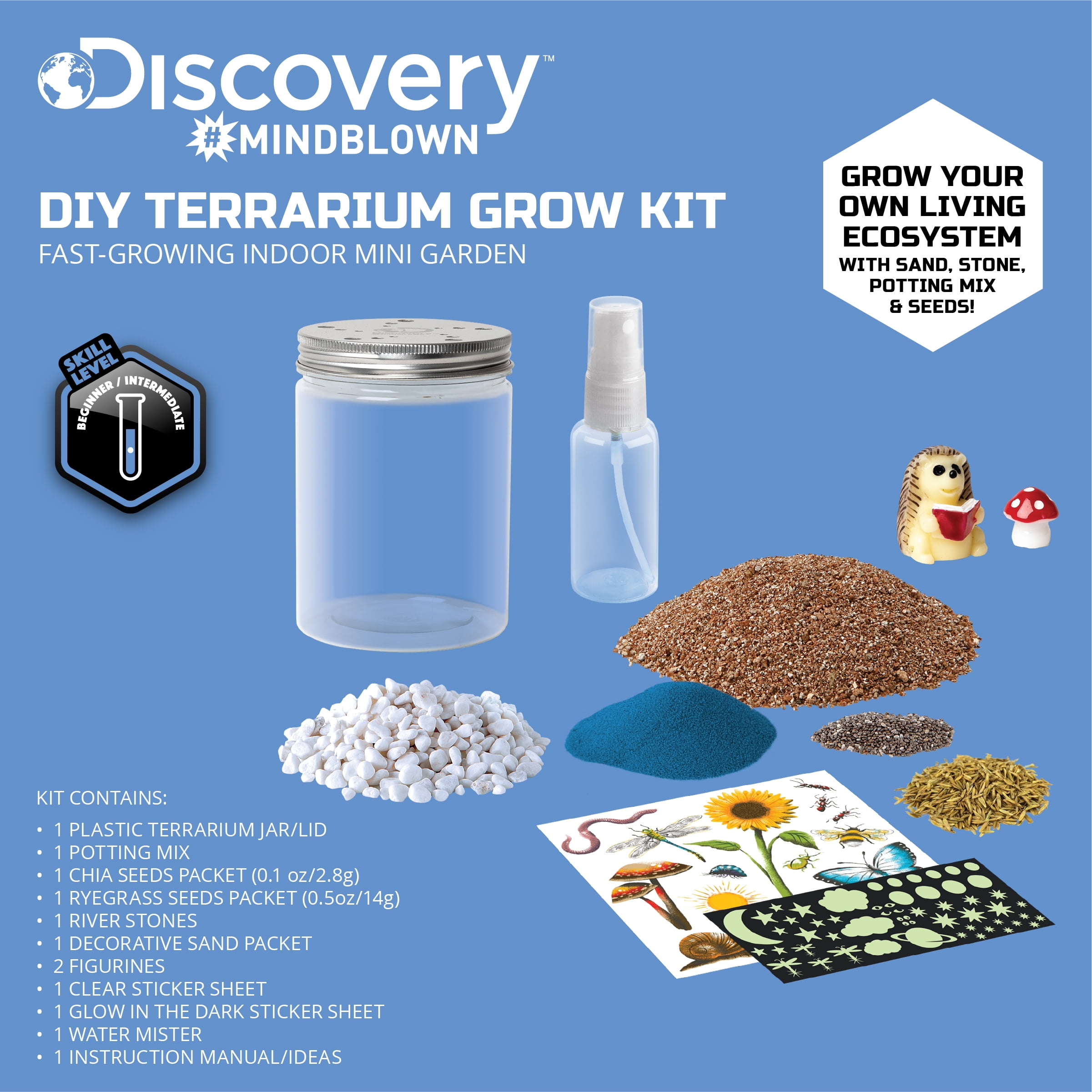 Discovery #Mindblown DIY Terrarium Grow Kit, STEM Educational Science Project, Ages 6+, Multicolor