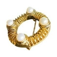 Pearl Brooch Round Hollow Pin Retro Literary Alloy Female Accessories Corsage
