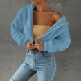 thumbnail image 4 of FAIWAD Women's Fleece Zip Up Jacket Solid Color Thicken Fuzzy Cropped Sweatshirt Casual Workout Warm Coats, 4 of 9