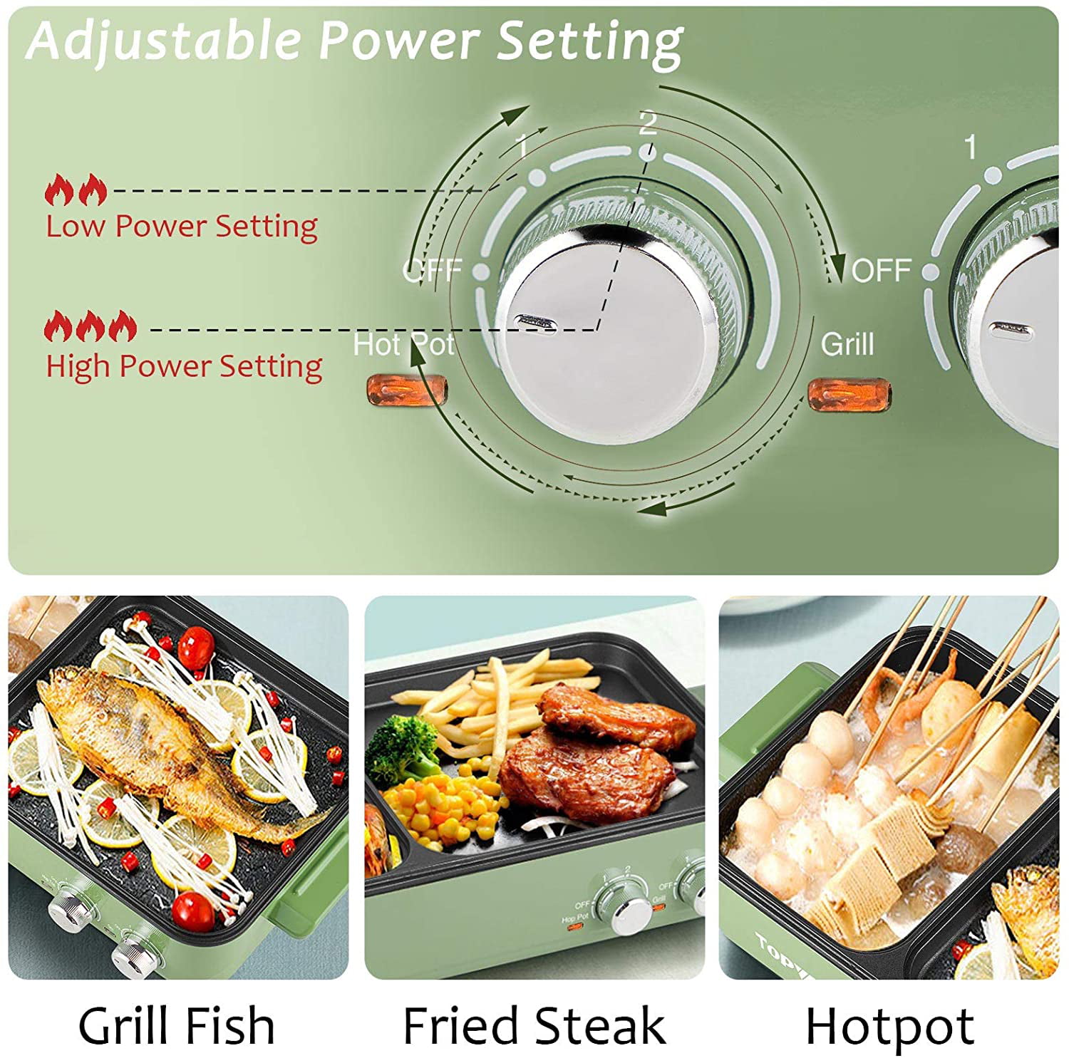  Hot Pot with Grill, Electric Hot Pot 2 in 1 Shabu Shabu Hot Pot  Korean BBQ Grill, Removable Hotpot Pot 1200W / Large Capacity Baking Tray,  Separate Temperature Control, Electric Grill