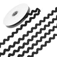 thumbnail image 1 of 1-Rollo Ribete Rick Rack, 10 Yardas 15mm / 0.6 Pulgadas Cinta de Flecos Ondulados [Negro], 1 of 1