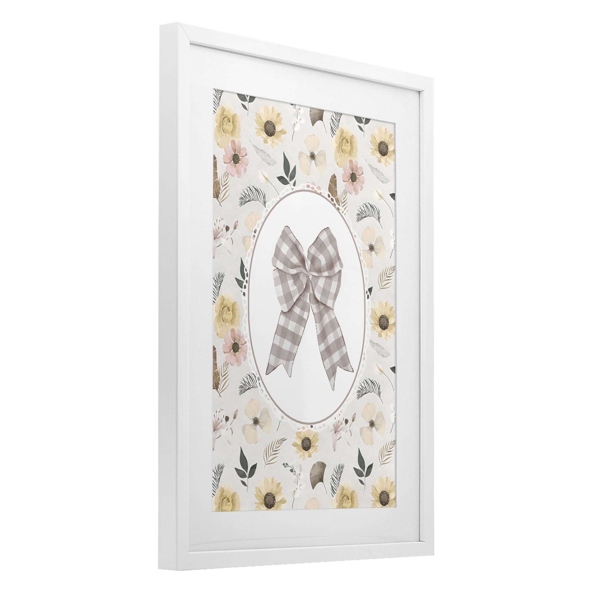 Stupell Industries Sunnyside Bow in Gingham White Framed Print Under Glass, design by Ink Drop Loft