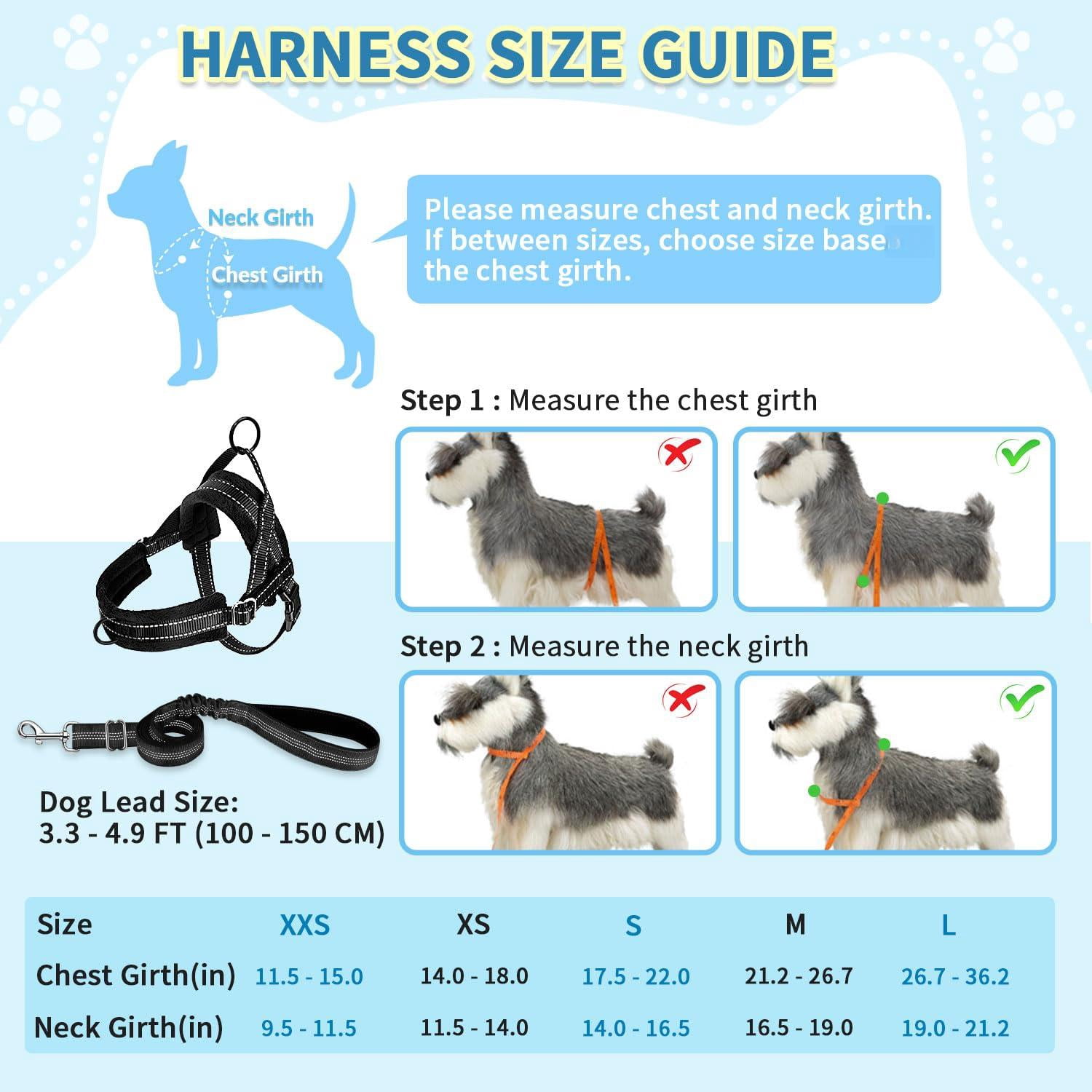 No Pull Small Dog Harness And Leash Set  Puppy Soft Vest Neck & Chest Adjustable Reflective Lightweight Anti-twist Pet Lead Combo For Medium Dogs (black Xs)