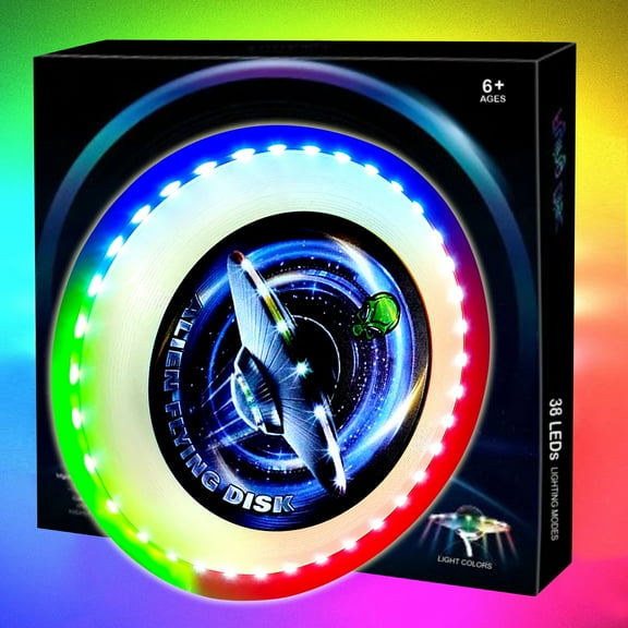 Notus Flying Ring 175g Ultimate Frisbee with 38 LED or 360 LEDs – Million Colors RGB Rechargeable Flying Disc, 12 Lighting Modes, Waterproof Outdoor Sports Game, Night play & backyard Fun White