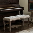 thumbnail image 5 of Bestco Vanity Bench 44" French Style Piano Bench Bedroom Foyer Entryway Ottoman Beige, 5 of 12