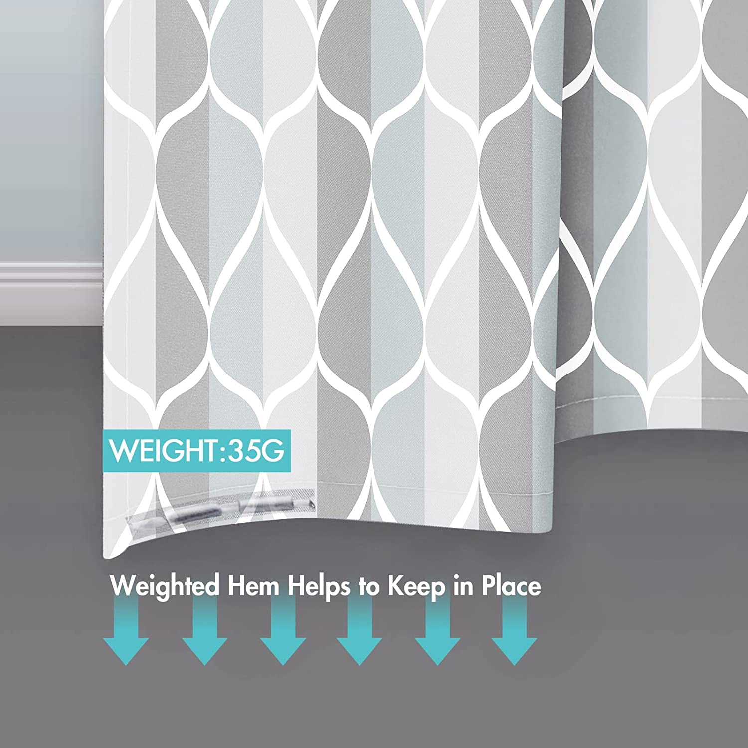 Grey Fabric Bath Shower Curtain,Waterproof Design and Polyester,Quick-Drying,Heavy Weight,Extra Long Cloth Shower Curtain Set for Bathroom W 72 x H 84,Durable and Washable with 12 Hooks