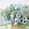 thumbnail image 4 of SMKE Mixed Floral Artificial Peonie,13" Blue Full-Bloom Blue Peony & Rose Mix For Commercial Venue,Peony Rose Artificial Bouquet,Silk Floral Stem,Wedding Party Decor,Peonies Flowers For Decoration, 4 of 9