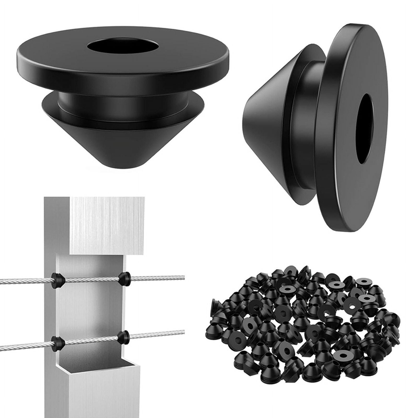 300PCS Cable Railing Rubber Grommets for 1/8Inch 5/32Inch 3/16Inch Cable for Metal Cable Railing Posts,Cable Railing Kit