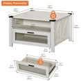 thumbnail image 4 of WAMPAT Coffee Table for Living room,Drawer Coffee Table with Storage,Square Accent Furniture with 2 Compartments Open Shelf,Antique White, 4 of 5