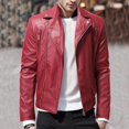 thumbnail image 2 of Fgnfyis Leather Jackets for Men Autumn Winter Leisure One Button Business Suit Style Jacket Mens Coat Red XXXL, 2 of 8