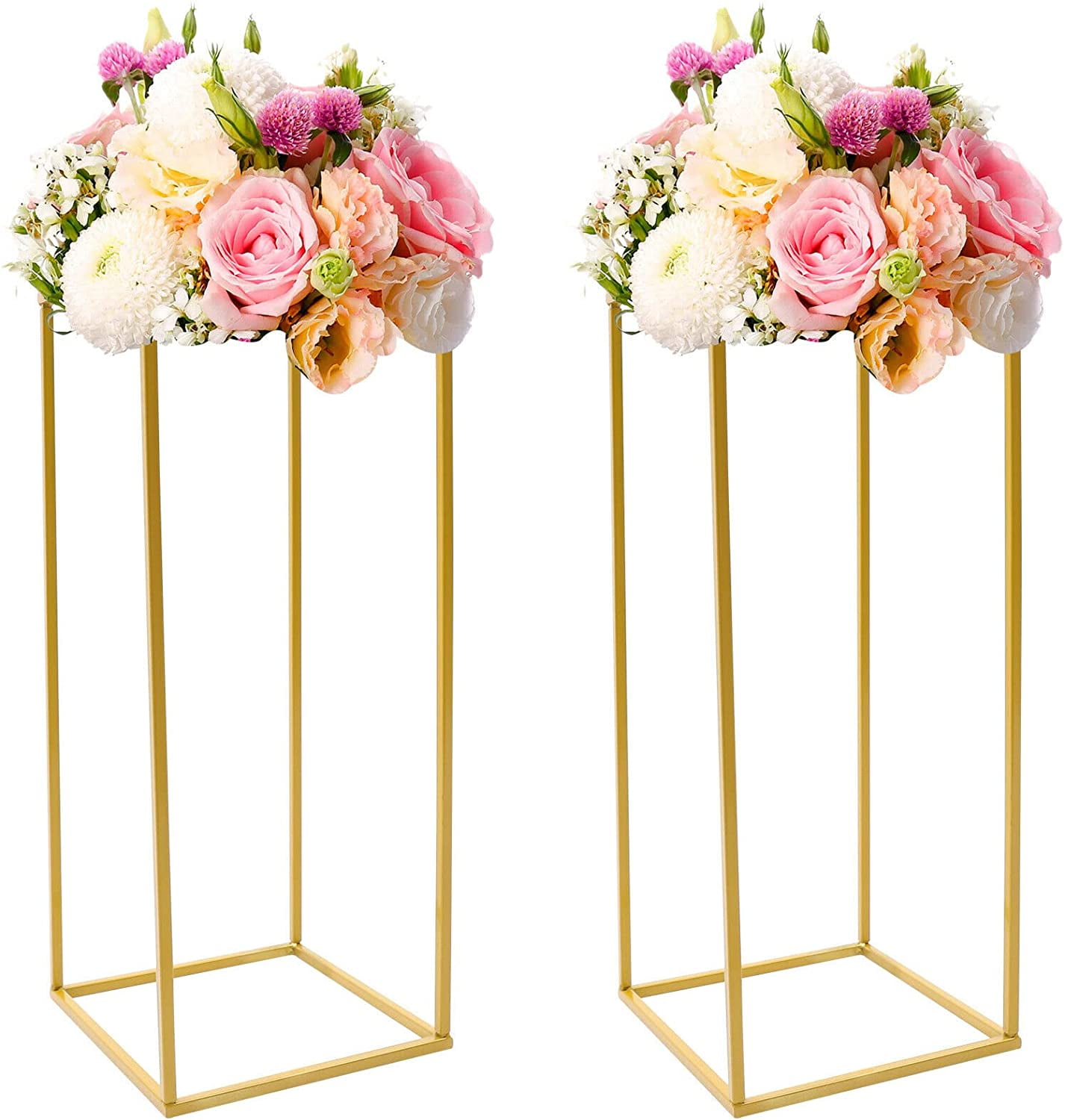 Miumaeov 2Pcs 60cm/3ft Flower Floor Stand Gold Metal Vase Column Flower ...