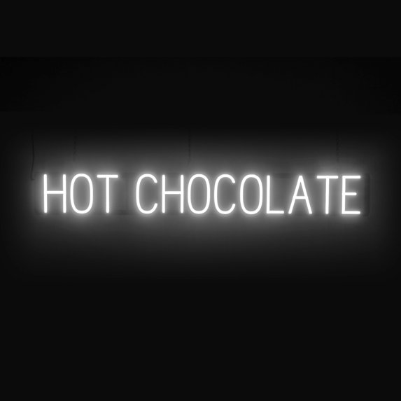 SpellBrite HOT CHOCOLATE LED Sign for Business. 48.8" x 6.3" White HOT CHOCOLATE Sign Has Neon Sign Look With Energy Efficient LED Light Source. Visible from 500+ Feet, 8 Animation Settings.