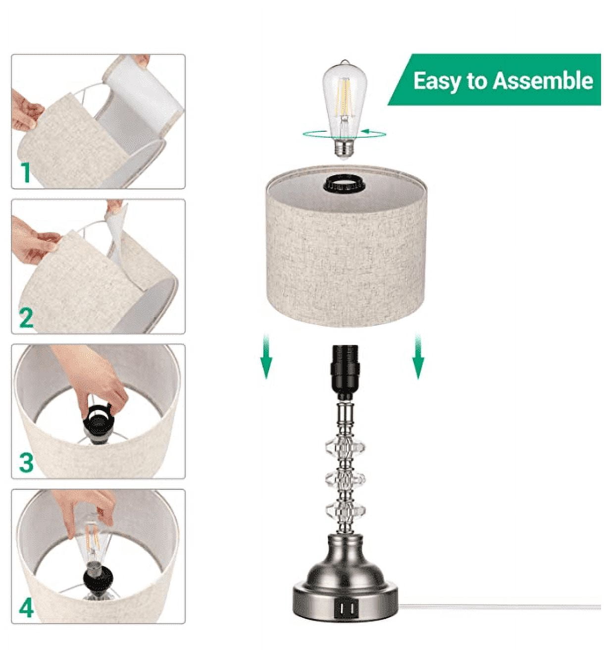 DEWENWILS Modern Touch Control Table Lamp 3 Way Dimmable with 2 USB Ports for Living Room, Bedroom, Light Bulb Included