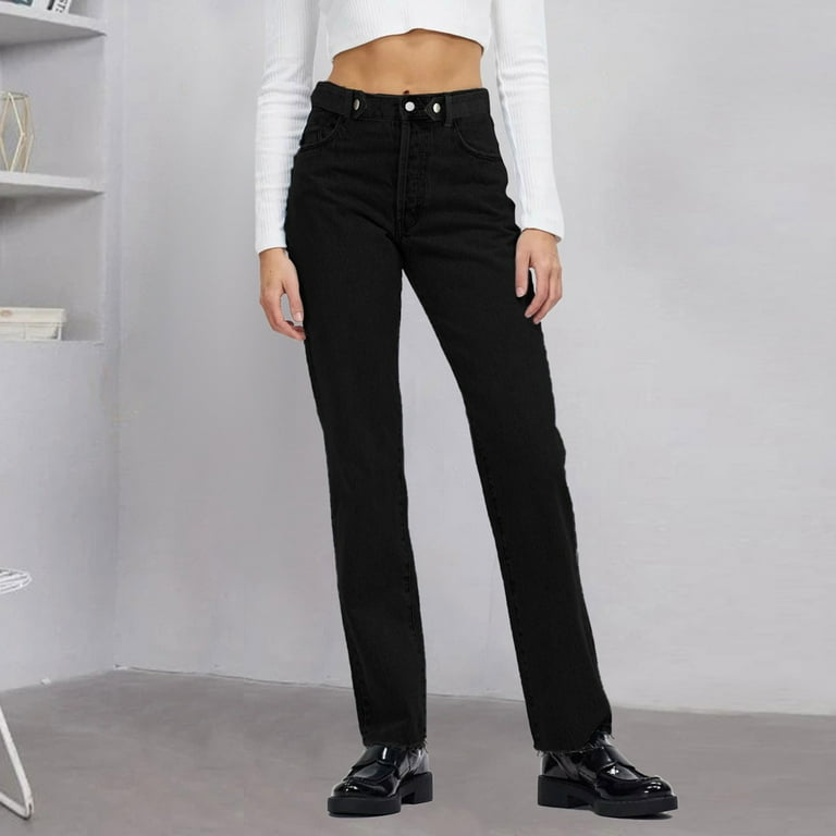 xinqinghao women jogger pants trousers baggy straight jeans woman black  long trousers women high waist denim pants casual jeans sweat pants for  womens