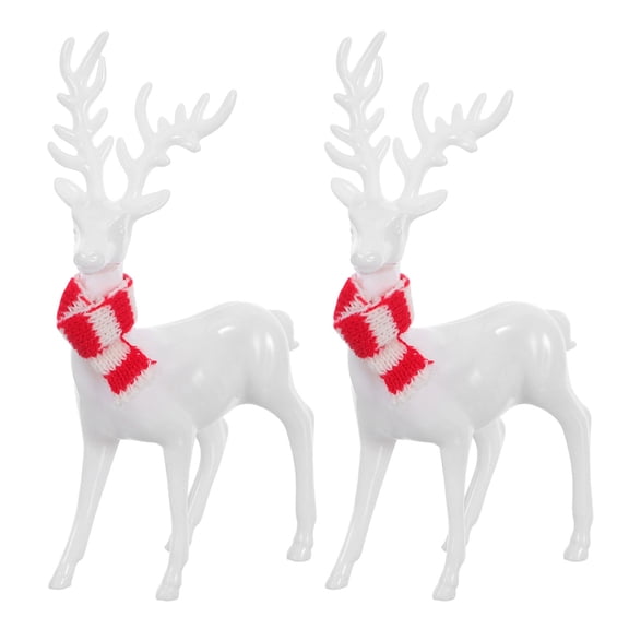 HONMEET 2-Pack White Acrylic Reindeer Figurines Christmas Holiday Decorations for Mantle, Tabletop, and Home Decor