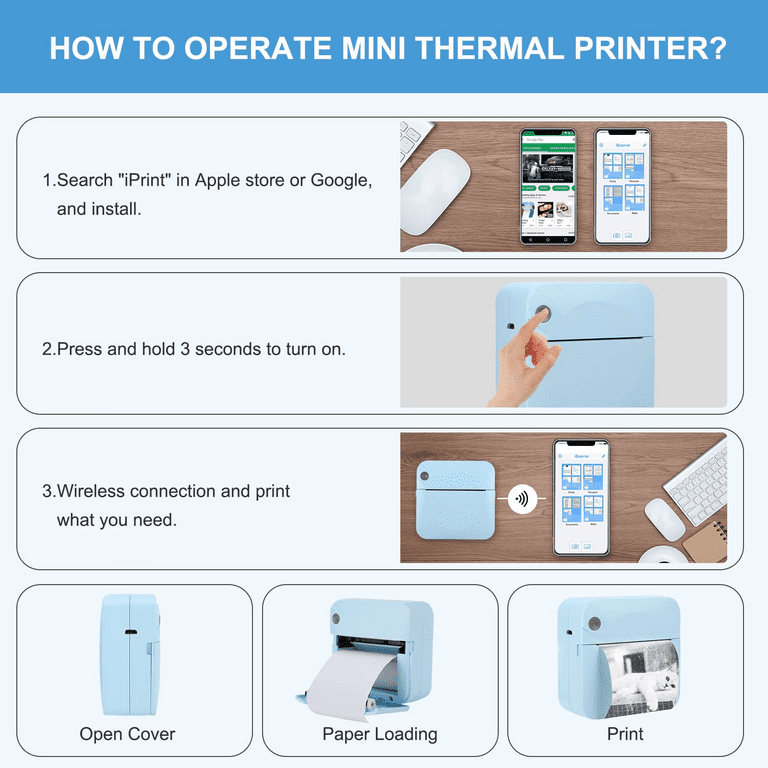 Portable Mini Pocket Printer - Thermal Sticker Maker for iOS & Android,  Inkless