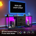 thumbnail image 3 of WSSYzyzf TV Stand for Bedroom with LED Lights Dresser TV Stand with Two Fabric Drawers and Open Storage Shelves, Entertainment Center TV Console with Wood Top for Living Room Black, 3 of 8