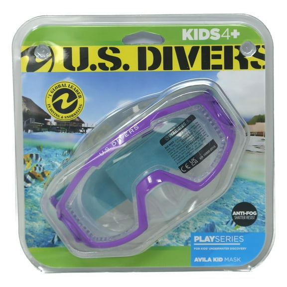 US Divers Play Series Avila Kids 2.0 4  Mask Purple/Teal, Clear Lens