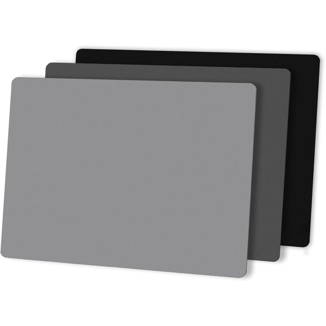 Tablas de cortar de plástico flexible para cocina, juego de 3, alfombrillas de corte codificadas por colores, tablas de cortar antideslizantes para carne, aptas para lavaplatos, gris