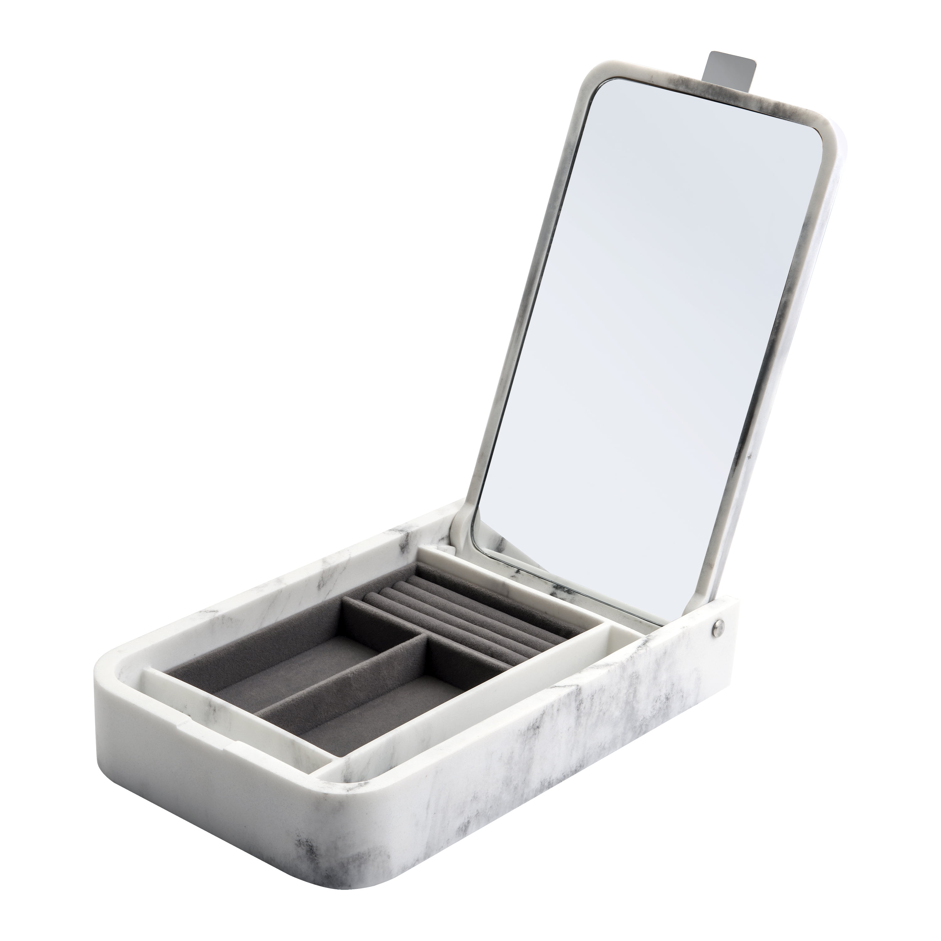 Better Homes & Gardens Resin Mirrored Lid Jewelry Organizer in White Marble