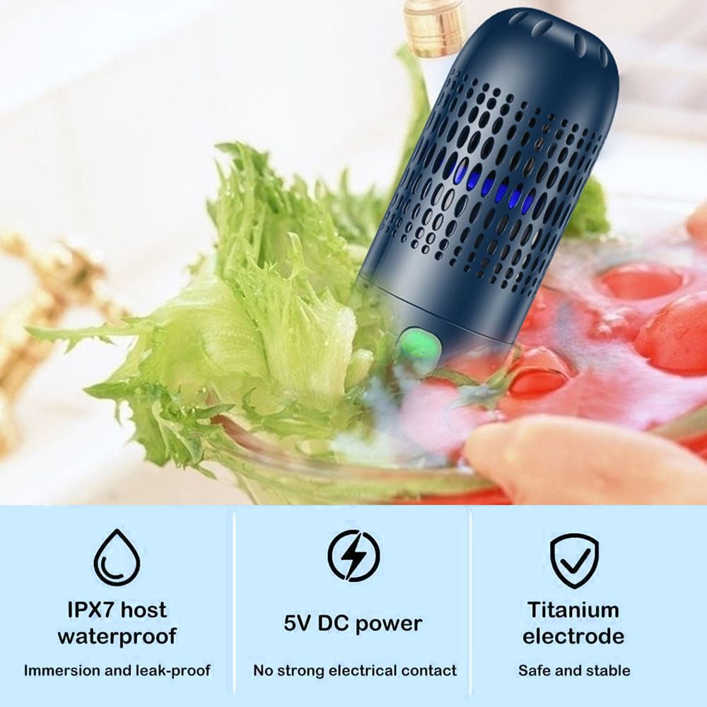 Ultrasonic Cleaner Machine for Fruit and Vegetable Mute Food Purifier with  Draining Basket Battery Powered 