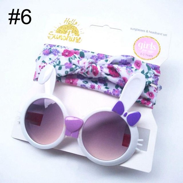 Ensemble de Bandeau et Lunettes de Soleil pour Enfants 2 Pcs/lot 20 Couleurs