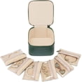 thumbnail image 1 of Cajas de cuero para joyas para viajes con bolsas de terciopelo y cremallera para mujeres, estuche de viaje para joyas, estuche organizador de cuero portátil para joyas, estuche organizador de viaje pa, 1 of 7