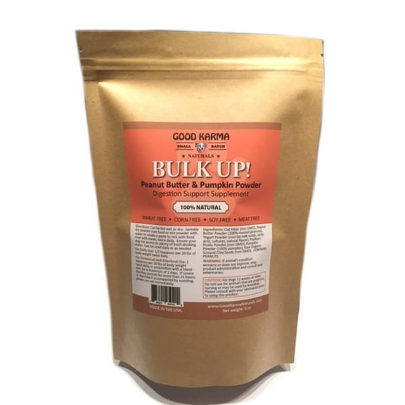 All Natural Digestion Support, Diarrhea Relief & Anal Gland Health Supplement for Dogs - Good Karma Naturals Bulk Up 100% Natural Dog Digestive Fiber Pumpkin Powder (8oz bag)