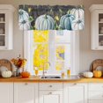 thumbnail image 2 of White Blue Pumpkin Valances for Windows, 42 x 18in, Fall Leaves Yellow Flower Black Letter Rod Pocket Kitchen Valance Curtain Light Filtering Window Treatments for Living Room Bedroom, 1 Panel, 2 of 7
