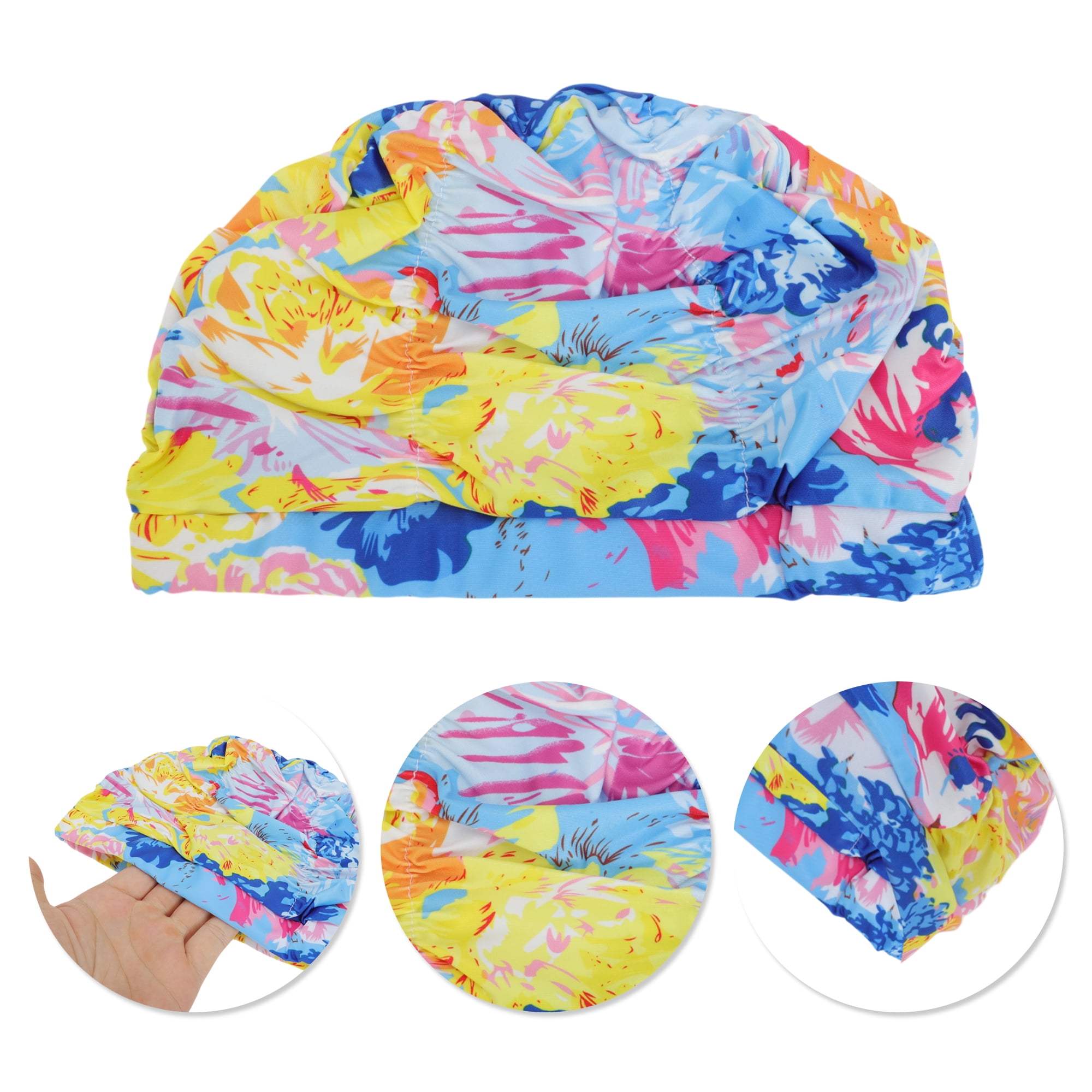 Unique Bargains 1Pc Breathable Pleated Style Swimming Cap Assorted Color