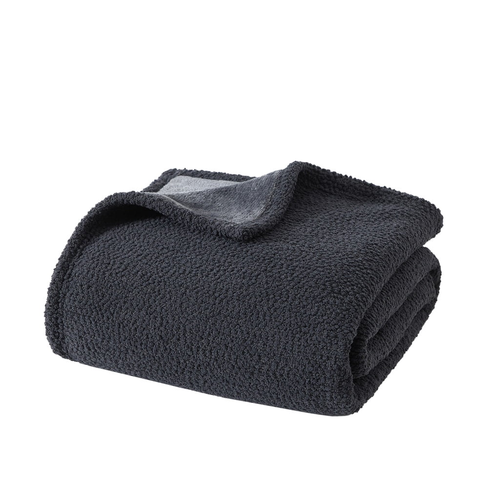 Mainstays Reversible Cozy Boucle Chenille Plush Throw, Greystone 50" x 70"