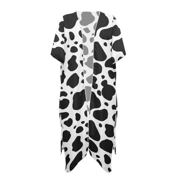 HELLHERO Black Spot Pattern Summer Beach Cover Ups Polyester Cardigan Free Size Loose Bathing Suit Cover Up for Women