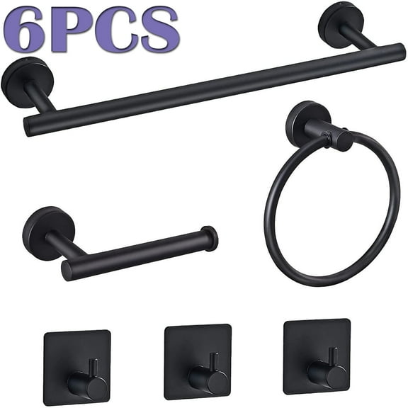 Bathroom Hardware Set Stainless Steel Bathroom Towel Rack Set Toilet Paper Holder for Bathroom Wall Mounted 6PCS