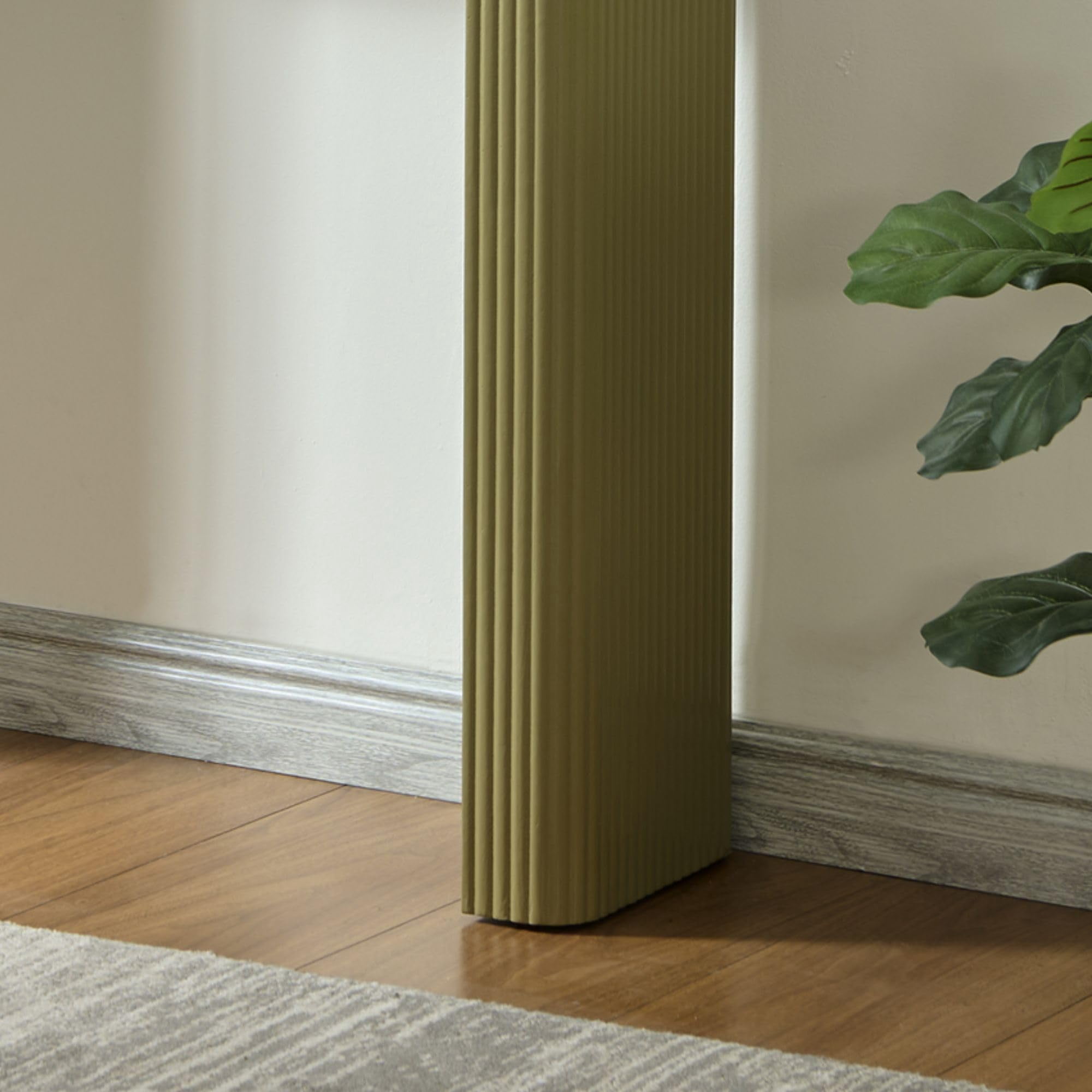Kings Brand Furniture Varenne Console Table – Contemporary Rectangular Wood Entryway Table with Fluted Architectural Legs, Slim Design for Hallway, Foyer, or Living Room (Lemon Pepper)