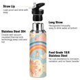 thumbnail image 3 of Yayeee 33oz Insulated Water Bottle Double Wall Stainless Steel with Flip Straw Lid, Pink Retro Sun, 3 of 7