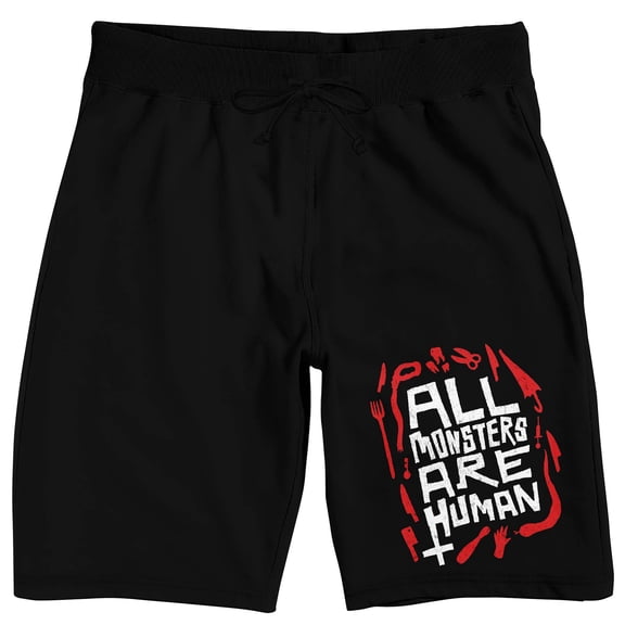 American Horror Story All Monsters Are Human Men's Black Sleep Pajama Shorts-Medium