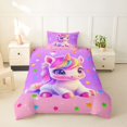 thumbnail image 2 of Erosebridal Colorful Kawaii Unicorn Twin Bedding For Girls,Watercolor Stars Print Kids Duvet Cover Set,Reversible Pink 2-Piece,No Comforter, 2 of 6
