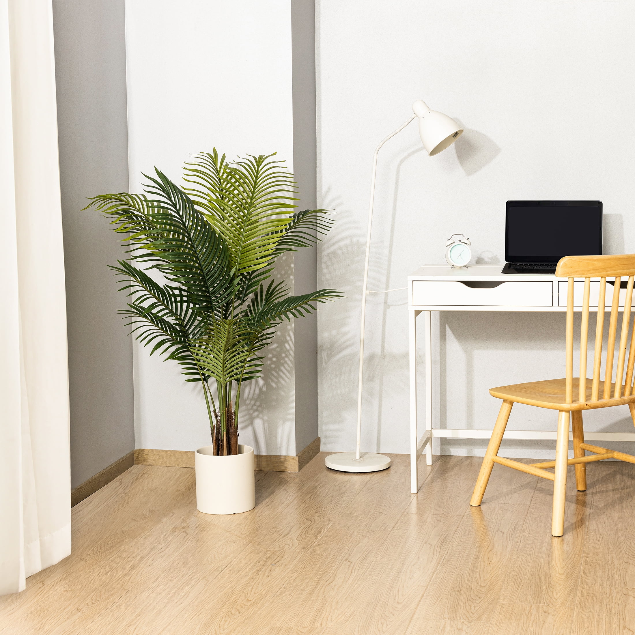 HiPlants 4ft Artificial Palm Plants, 4ft Fake Palm Tree, Pre Potted Faux Greenry Tree for Home Decor Office House Living Room Indoor Outdoor, Big Fake Plants Fake House Plants