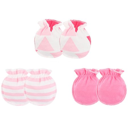 Dido 3 Pairs Baby Infants Soft Cotton Gloves Elastic Rubber Band No Scratch Newborn Toddler Mittens