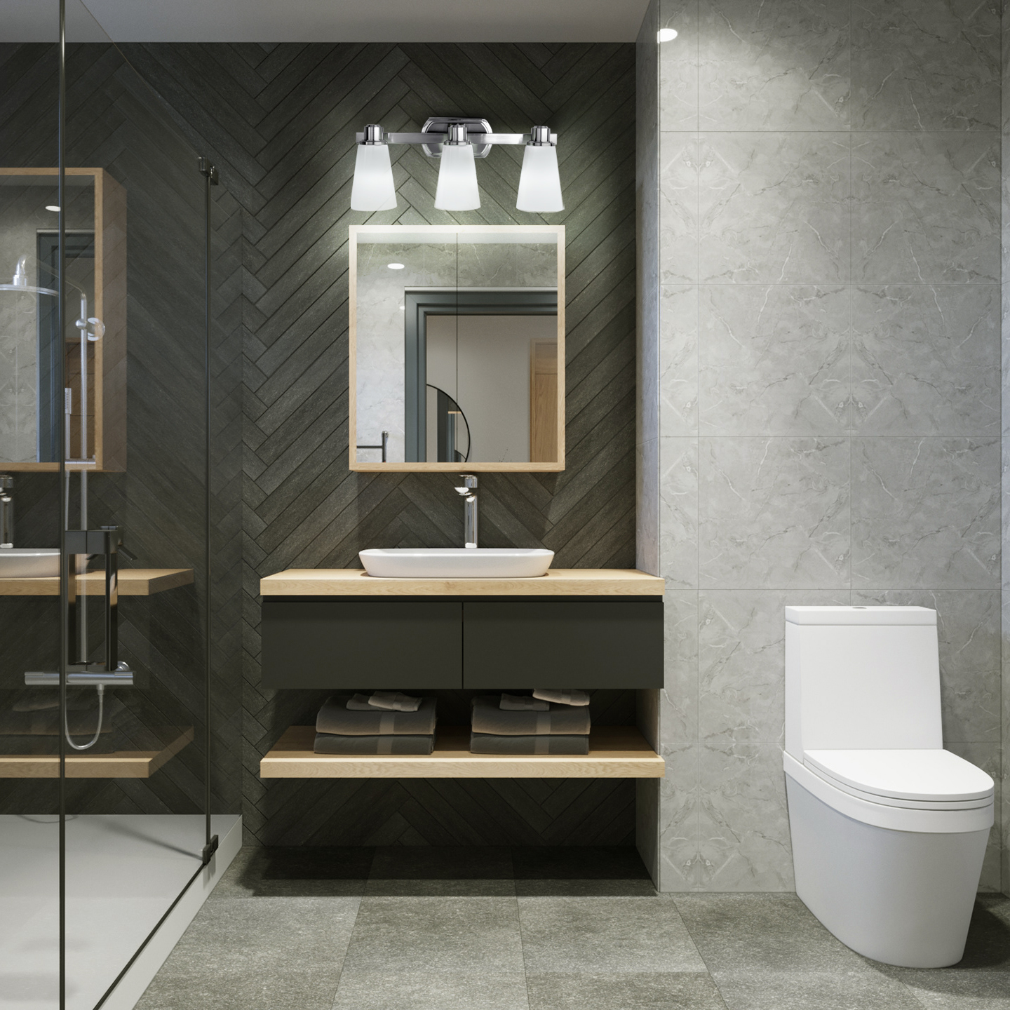 Vanity Lights for Bathroom Lighting Fixtures Over Mirror Sconces Wall Lighting Lamp with Brushed Nickel Finish and Milky Glass Shades.