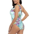 thumbnail image 4 of Haiem Dragonfly Floral Women's One Piece Swimsuits Tummy Control One Shoulder Bathing Suits Ruffle Swimwear-Medium, 4 of 8