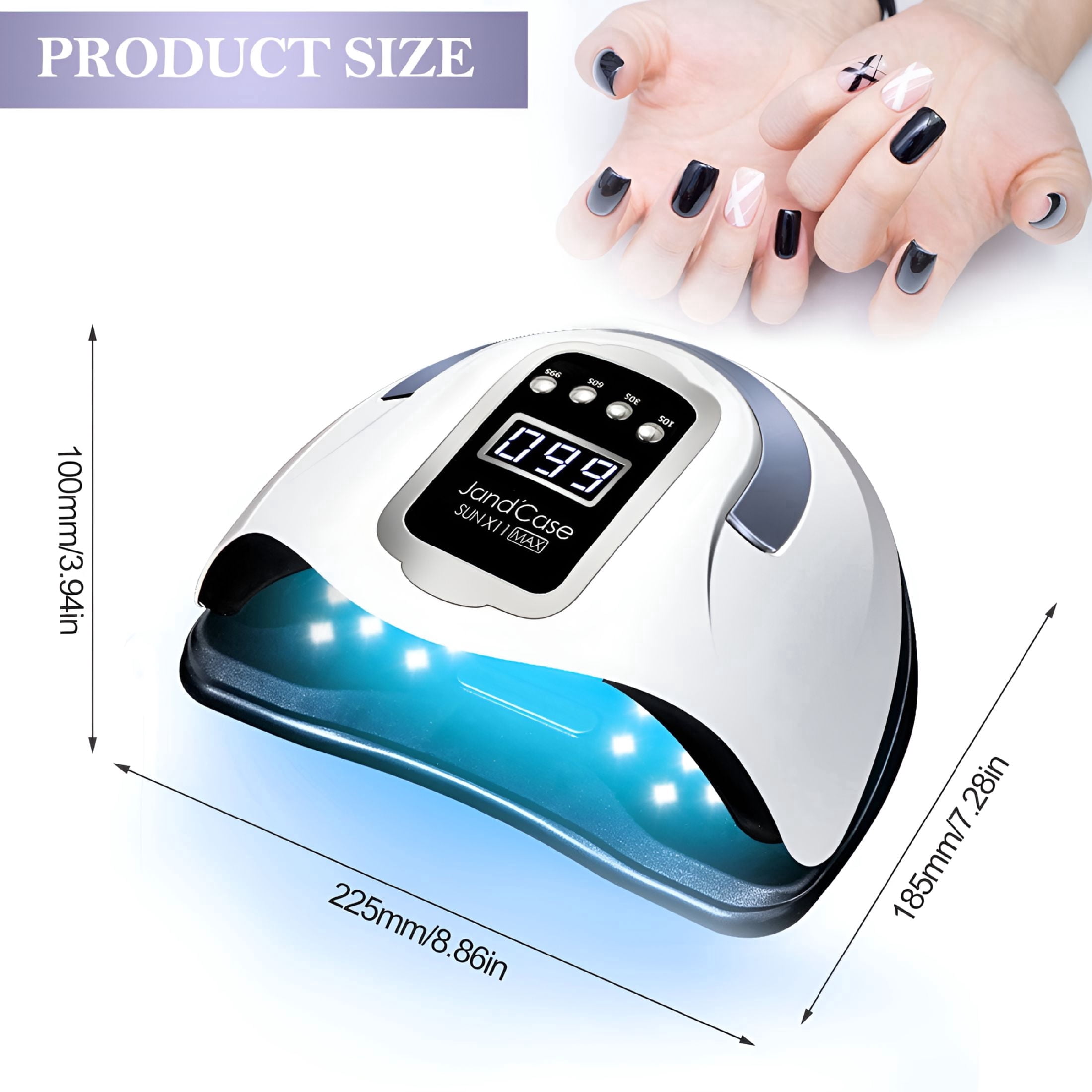 EXLEAF 2026 New Uv Nail Lamp Uv Light for Gel Nails 280W Nail Curing Lamps Automatic Sensor Nail Dryer Light with 4 Timer Setting, White, 66 Led Light