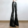 thumbnail image 5 of Lace Stitching Leather Bell-bottom Pants, 5 of 5