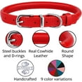 Rolled Leather Dog Collar for Small Medium Large Dogs with QR ID Tag (XS 911 Inch, Scarlet Red