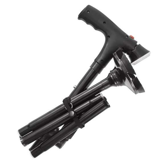 APPLAYERR Folding Cane For Elderly With LED Light Alarm Side Handle Aluminum Adjustable Height 250lb 34.5-38.5in Non Slip