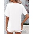 thumbnail image 6 of Womens Summer V Neck Tops Oversized T Shirts Short Sleeve Blouses for Women Dressy Casual Work Outfits White M, 6 of 8