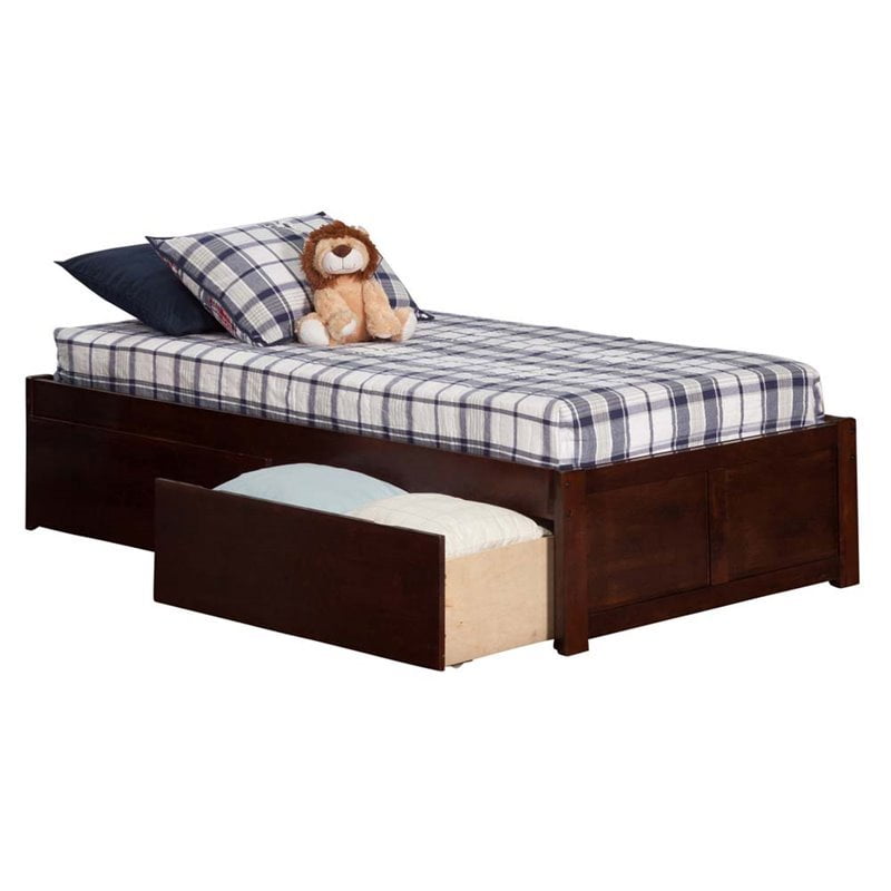 Leo & Lacey Twin XL Storage Platform Bed in Walnut Images Leo & Lacey Twin XL Storage Platform Bed in Walnut
