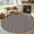 thumbnail image 2 of Black Striped Large Area Rugs for Bedroom Living Room, Soft Non Slip Carpet Bedside Rug, Modern Simple Farmhouse Beige Vintage Round Floor Cover Kitchen Accent Rug 7' for Dining Room/Office, 2 of 9