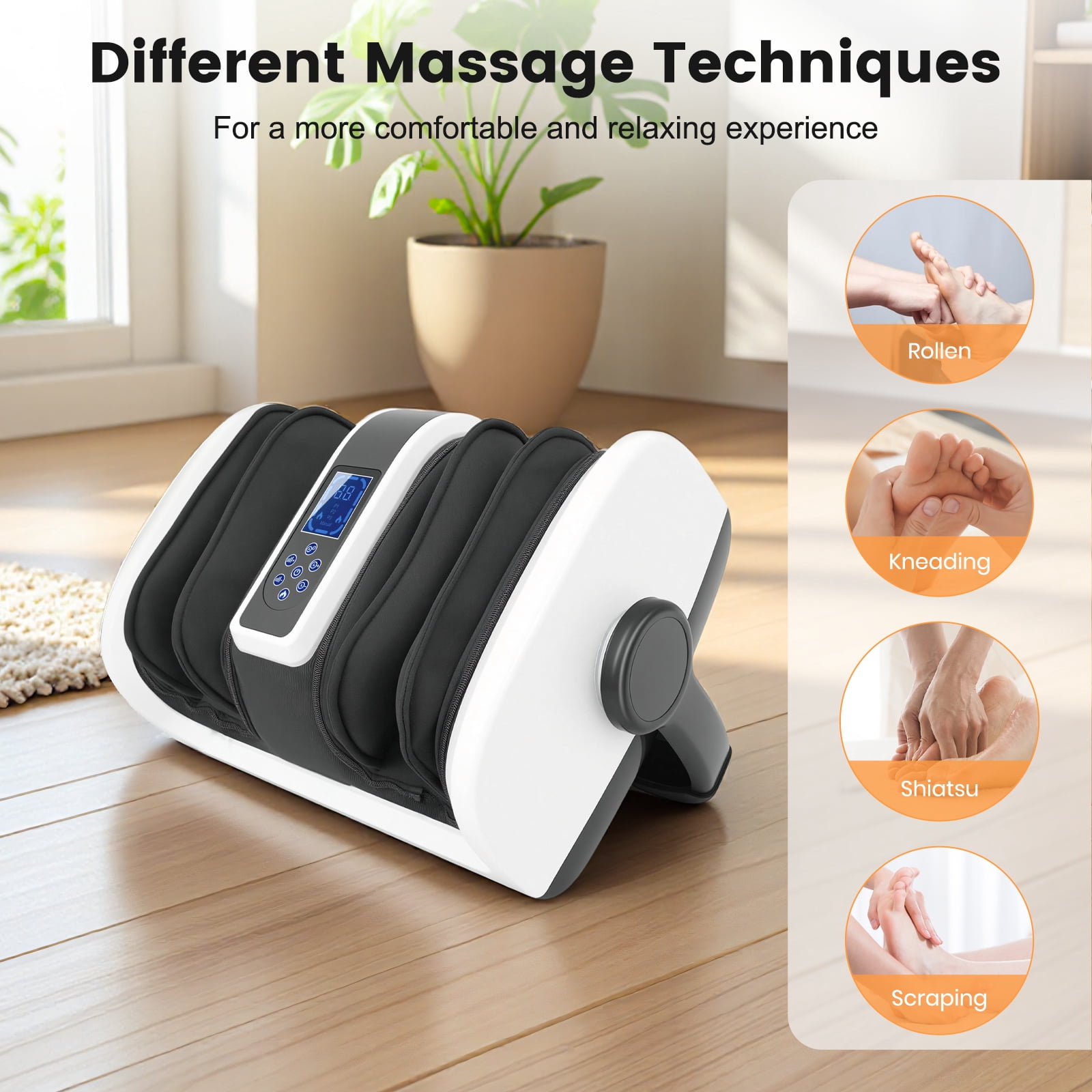 BAOKALER Shiatsu Foot Massager, Foot and Calf Massager with Heat, Air Compression Massage Machine for Circulation, Gifts for Mom Dad Elders, Home Office Use, White